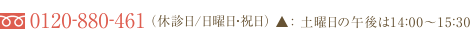 フリーダイヤル：0120-880-461